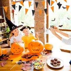 200 Feet Black and Orange Pennant Banners for Vibrant Party Decorations