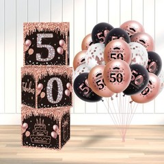50th Birthday Decorations Boxes for Women-3pcs 50th Black and Rose Gold Boxes…