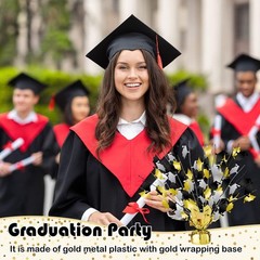6 PCS Graduation Table Centerpieces 2026 Black Gold Silver Foil Hat Burst