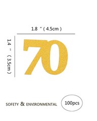 Number 70 Gold Glitter Confetti Birthday Anniversary Table Scatters Decorations