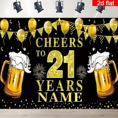 2D Flat Banner Customizable Name for 21St Birthday Party Banner Backdrop ☋