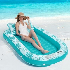 Inflatable Tanning Pool Lounger Float with Cervical Pillow – Pool Floats Adul…