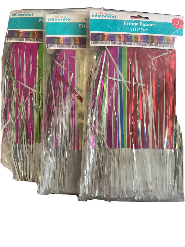 Way To Celebrate Foil Multi Colors Party Fringe Banner 9 Ft, 1 Count