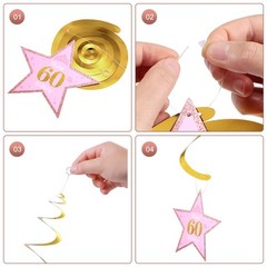 Rose Gold 60th Birthday Party Decorations , Rose gold Glittery Happy 60th Bir…