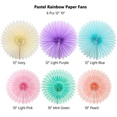 Pastel Rainbow Paper Fans Party Decorations Colorful Ice Cream Easter Macaron…