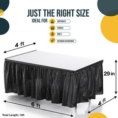 Ruffle Table Skirt Black 6 Pack 14 Ft Long Table Skirts for Rectangle Tables …