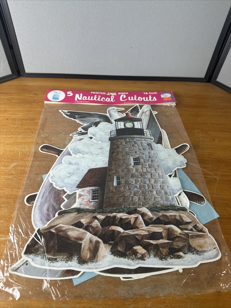 Vintage 1986 Beistle 16″ Nautical 2-sided Diecut Cutouts 5 Pack Decorations RARE