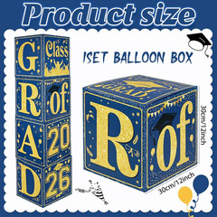 Blue and Gold Graduation Decorations Class of 2026 Graduation Boxes Royal Blue C