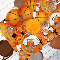 Basketball Party Decorations,206Pcs Basketball Birthday Decorations Include Plat