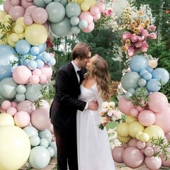 Pink Blue Yellow Pastel Balloon Arch Kit, 124Pcs Macaron Light Pink Blue Yell…