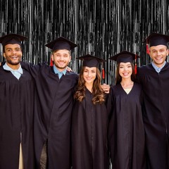 Elegant 2 Pack Black Foil Curtains – Perfect for Birthday & Graduation Parties