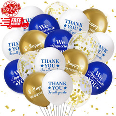 40Pcs Blue and Gold Work Anniversary Balloons for Employee Appreciation