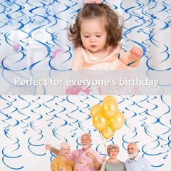 30 PCS Ceiling Swirl Decorations Blue Plastic Streamer Wedding Thanksgiving