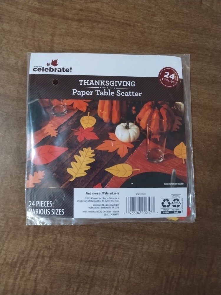 Fall Leaves Paper Table Scatter Red and Orange Decoration, 24 Count,