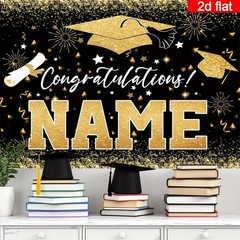 2D Flat Banner 1pc Customizable Name Class 2026 Congrats Grad Party Banner ☋