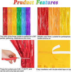 2 Pack Rainbow Backdrop Curtains, 3.28 FT X 7.05 FT Colofull Party Decorations,