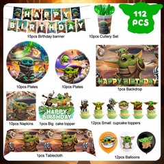 Star Wars Party Decorations Yoda Birthday Tableware Balloons Plates Cake Topper