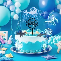 Ocean Cake Decorations Shark Cake Topper Shark Dolphin Figurines Decoration O…