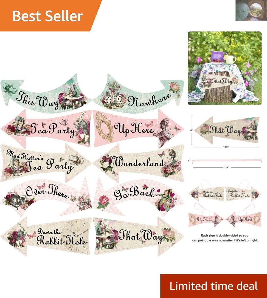 Delightful 10-Piece Arrow Signs Set for Alice in Wonderland-Themed Celebrations