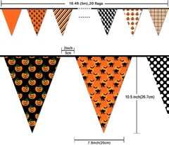 Fabric Pennant Banner for Halloween Outdoor Indoor Decorations, orange2