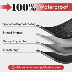 iEsstros 6.5ft Pool Table Cover Waterproof Leather Billiard Table Protector Red