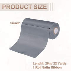6 Inches x 22 Yards Satin Ribbon Roll Gift Wrapping Ribbon, Gray