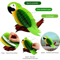 10 Pieces Tropical Birds Honeycomb Cutouts, Parrot Honeycomb, Hawaiian Summer…