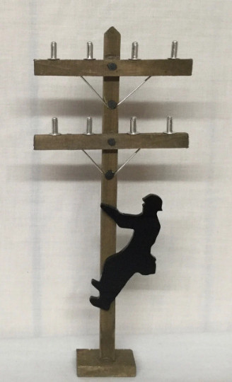 LINEMAN POLE & Silhouette Climber | cake decoration | 12” Miniature Utility Pole