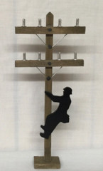 LINEMAN POLE & Silhouette Climber | cake decoration | 12” Miniature Utility Pole