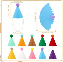 10 Pcs Colorful Mini Party Hats for Stuffed Animals Lovely Paper Cone Birthda…