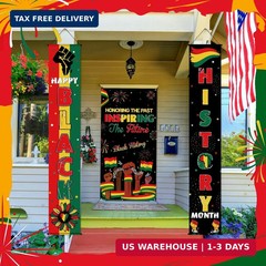 Oudain 3 Pcs Juneteenth Decorations Door Banner Backdrop African American Porch