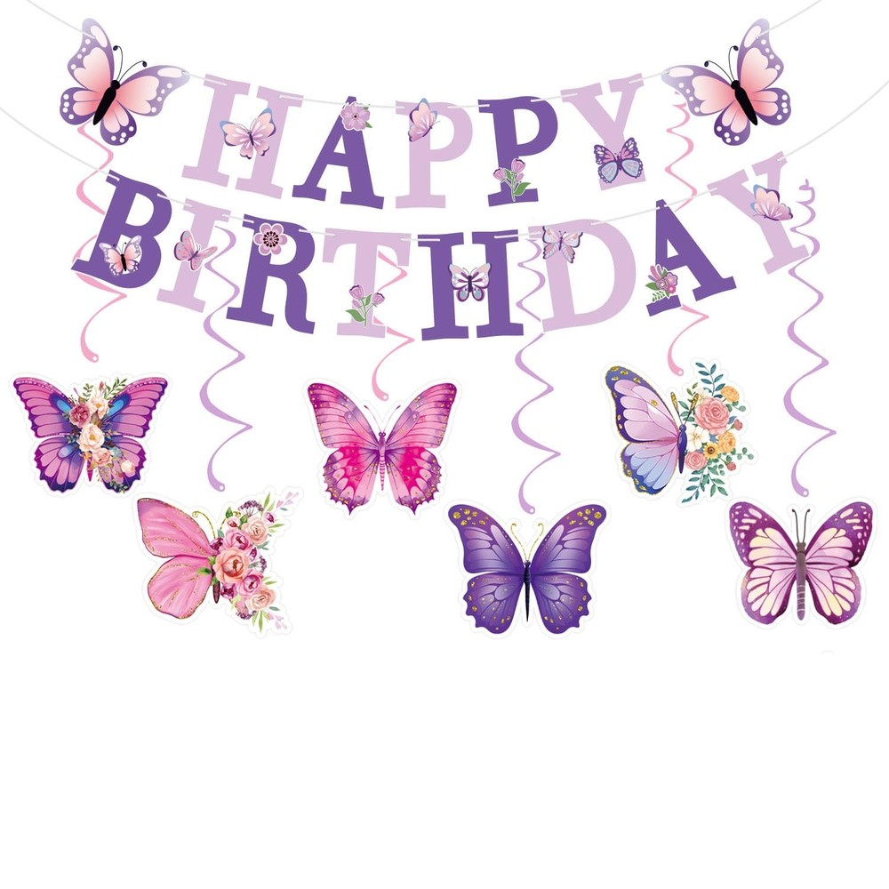 Butterfly Banner Party Decorations, Hanging Swirls Decorations Ceiling Decor …