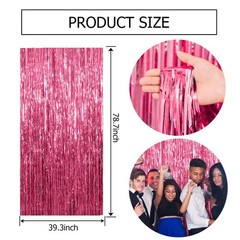 3 Pack Pink Backdrop Birthday Party Decorations Tinsel 39.4″W x 78.7″L,