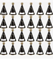 24 Pack New Year Party Cone- Gold Glitter New Years Eve Party Supplies