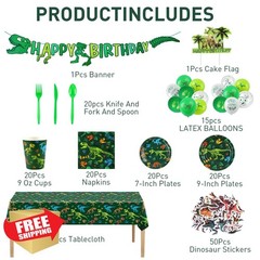 Potfaoer 208pcs Dinosaur Birthday Party Decorations