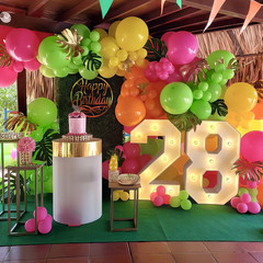 Rainbow Balloons, 50Pcs 12 Inches Yellow Orange Hot Pink Lime Green Neon Balloon