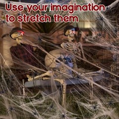 290G Halloween Decorations Spider Web Cobweb, 80pcs Plastic Spider Haunted House