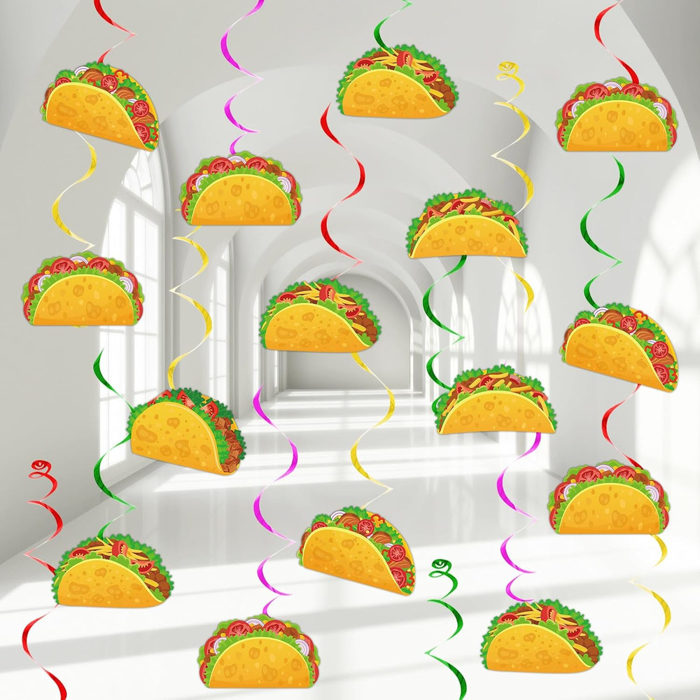 30 Pcs Taco Birthday Party Decorations Mexican Fiesta Hanging Swirl Garland