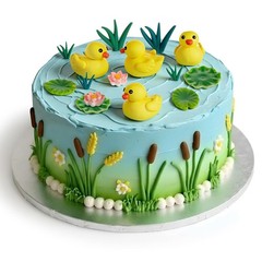 18 Pcs Yellow Duck Cake Decorations Cute Little Duckie Cake Topper Lotus Flow…