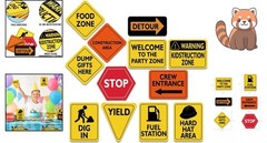 Construction Party Supplies for Boys – 12 Piece Set with Truck Signs & Cutouts