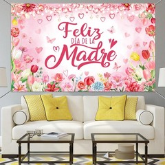 Feliz Día De La Madre Backdrop Pink Tulip Floral Mexican Happy Mother’s Day Deco