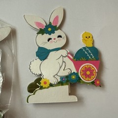 Vtg Hallmark Paper Honeycomb Easter Bunny & Chick Cut Out Table Decor SEE & READ