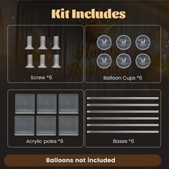 6 Pack 15.75 Inch Clear Acrylic Balloon Stands, 15.75 Inch Balloon Stand Kit …