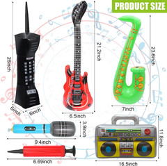 Rock Star Toy Set – 8 Pack Inflatable Instruments, Guitar, Saxophone, Boom Box,