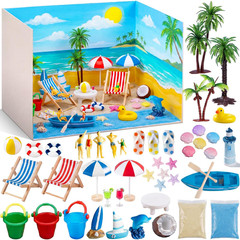 Beach Diorama Kit Decorations Hawaiian Summer Supplies Mini People Figurines Umb