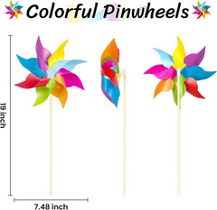 12 Pack Rainbow Pinwheels for Yard and Garden,Rainbow Party Decorations for Kids