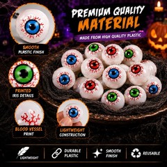 45 Halloween Eyeball Decorations Plastic Bloodshot Eyeballs Party Table Decor
