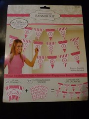 PERSONALIZED PENNANT BANNER KIT BRIDAL BABY SHOWER PARTY PINK STRIPES POLKA DOTS