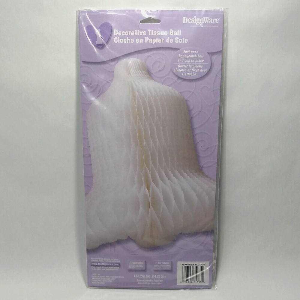 American Greetings Decorative Honeycomb Tissue Bell White 13.5″ Dia NIP