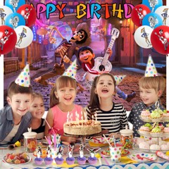 Coco Party Supplies Set Balloons Cake Toppers Banner Birthday Gift